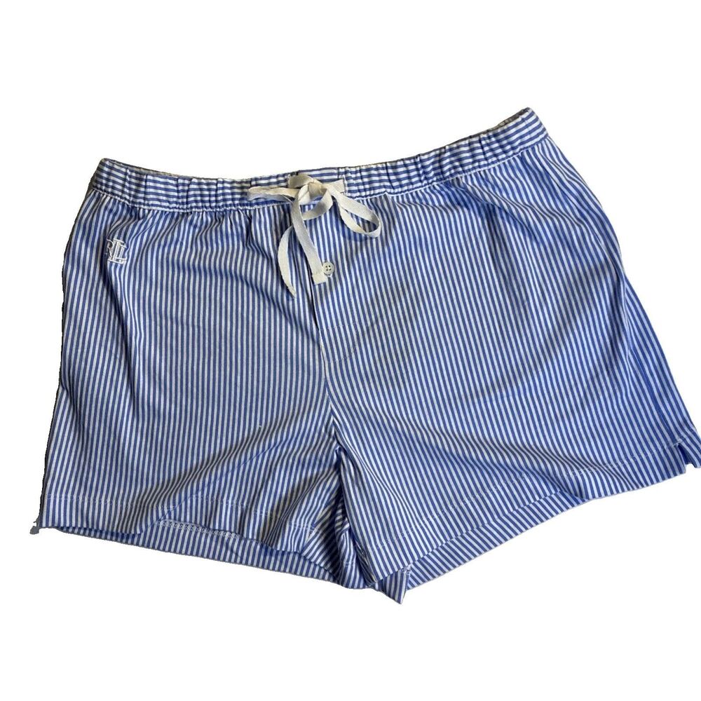 Lauren Ralph Lauren Women’s Blue Striped Cotton Pajama Shorts Small New